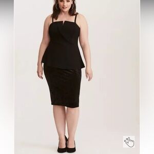 Torrid Surplice Peplum Top Black.